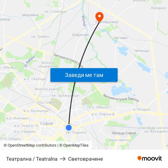 Театрална / Teatralna to Световрачене map