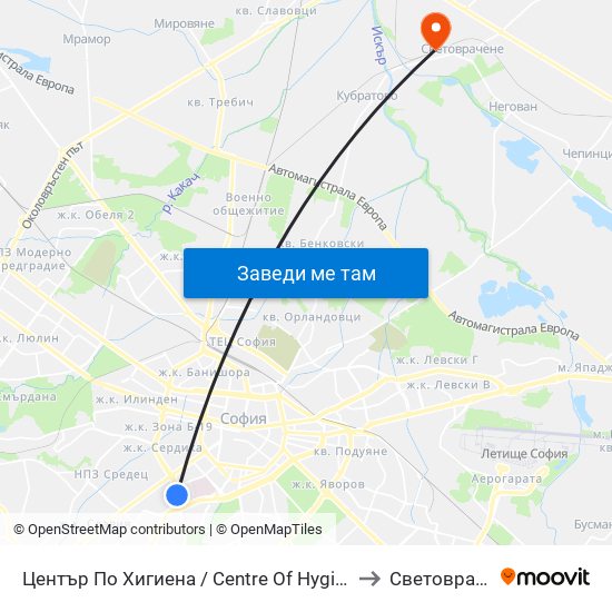 Център По Хигиена / Centre Of Hygiene (2342) to Световрачене map