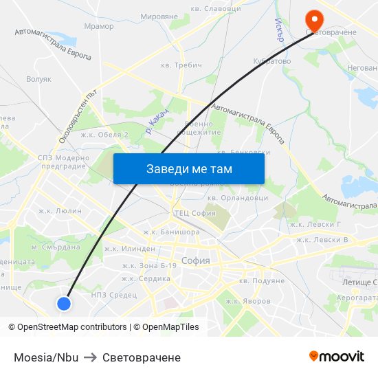Moesia/Nbu to Световрачене map