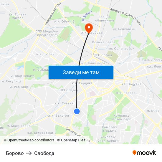 Борово to Свобода map