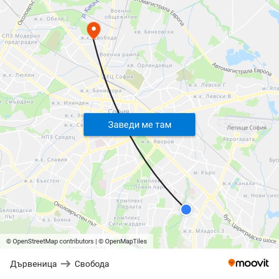 Дървеница to Свобода map