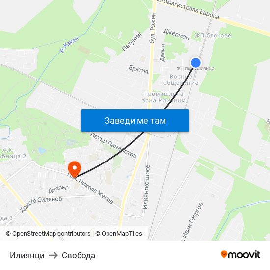 Илиянци to Свобода map