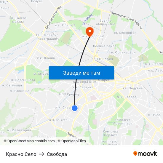 Красно Село to Свобода map
