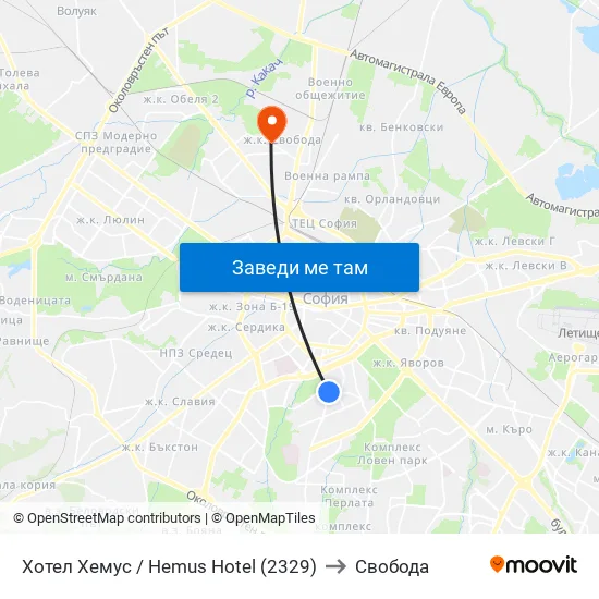 Ⓜ️ Хотел Хемус / Hemus Hotel (2329) to Свобода map