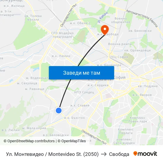 Ул. Монтевидео / Montevideo St. (2050) to Свобода map