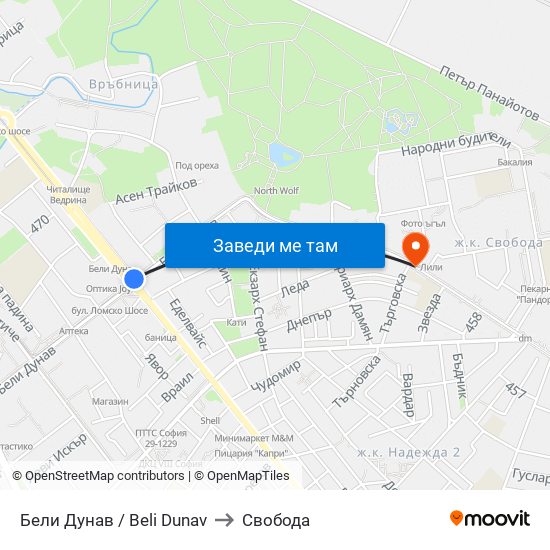 Бели Дунав / Beli Dunav to Свобода map