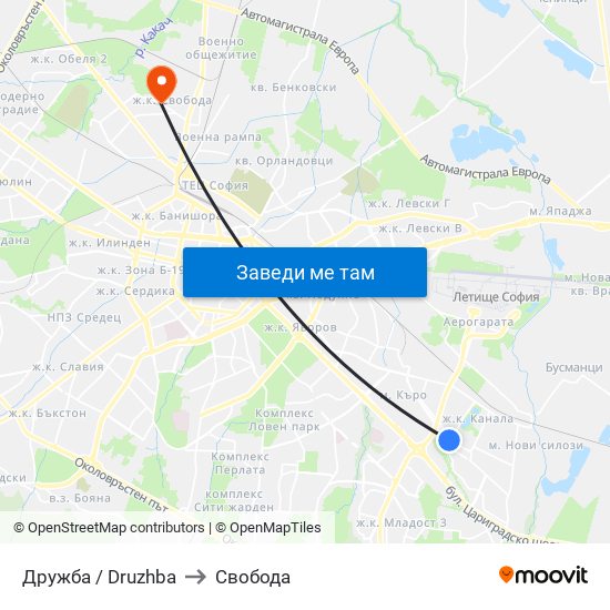 Дружба / Druzhba to Свобода map