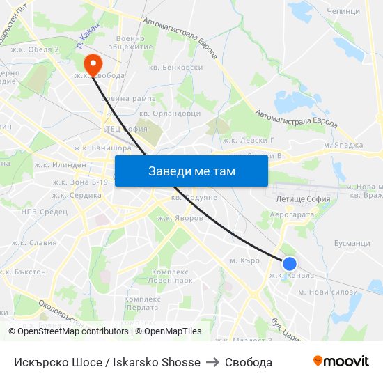 Искърско Шосе / Iskarsko Shosse to Свобода map