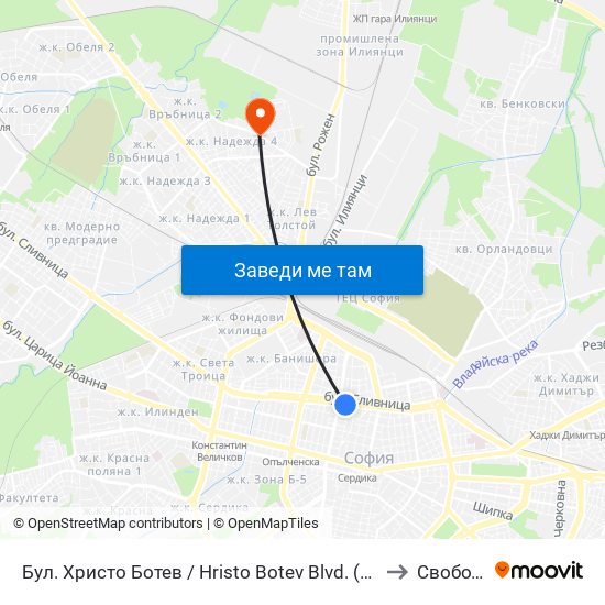 Бул. Христо Ботев / Hristo Botev Blvd. (0385) to Свобода map