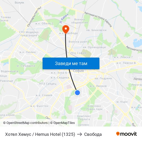 Хотел Хемус / Hemus Hotel (1325) to Свобода map