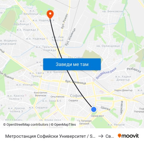 Метростанция Софийски Университет / Sofia University Metro Station (2827) to Свобода map