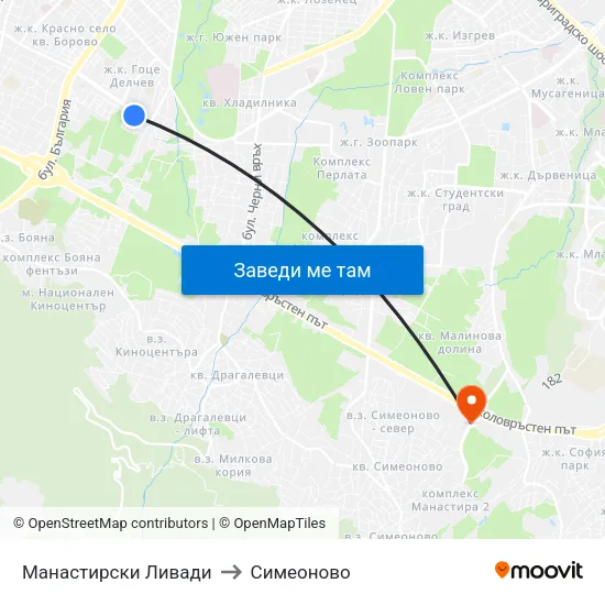 Манастирски Ливади to Симеоново map