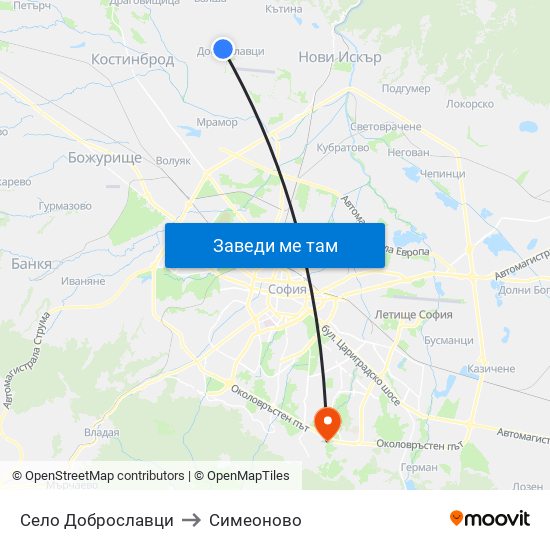 Село Доброславци to Симеоново map