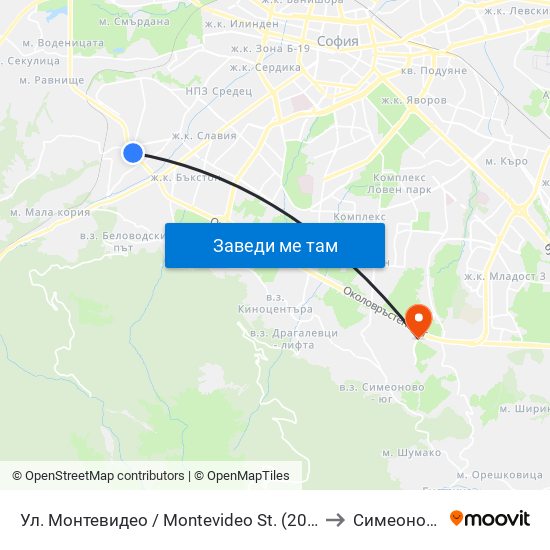Ул. Монтевидео / Montevideo St. (2050) to Симеоново map