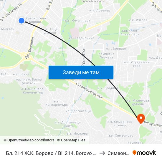 Бл. 214 Ж.К. Борово / Bl. 214, Borovo Qr. (0164) to Симеоново map