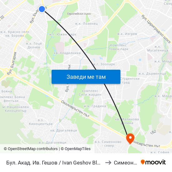 Бул. Акад. Ив. Гешов / Ivan Geshov Blvd. (0275) to Симеоново map