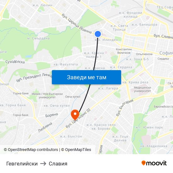 Гевгелийски to Славия map