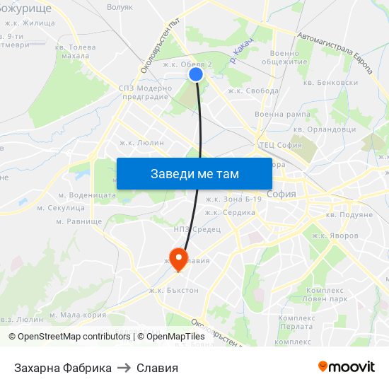 Захарна Фабрика to Славия map