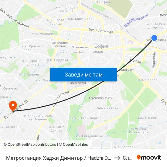 Метростанция Хаджи Димитър / Hadzhi Dimitar Metro Station (0303) to Славия map