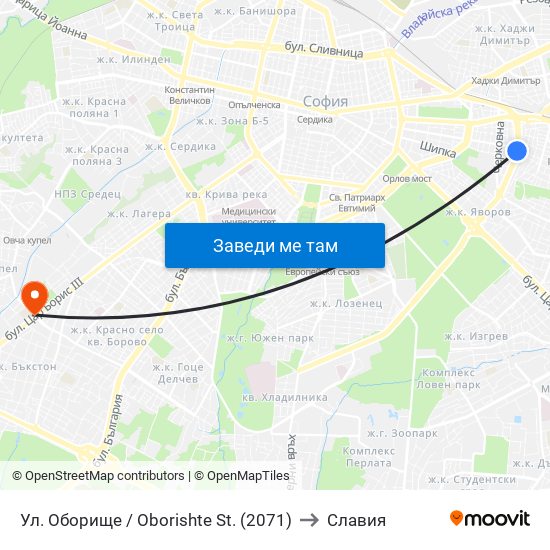 Ул. Оборище / Oborishte St. (2071) to Славия map