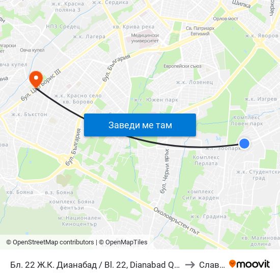 Бл. 22 Ж.К. Дианабад / Bl. 22, Dianabad Qr. (0124) to Славия map