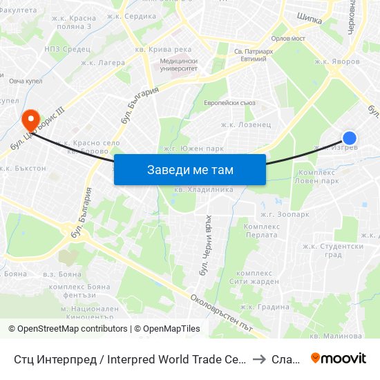 Стц Интерпред / Interpred World Trade Centre (1109) to Славия map