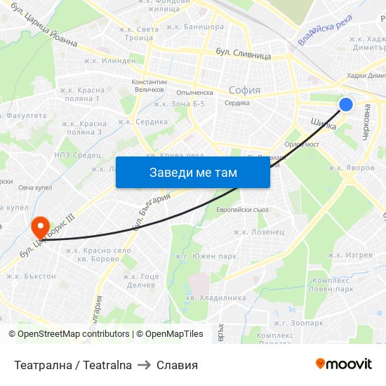 Театрална / Teatralna to Славия map