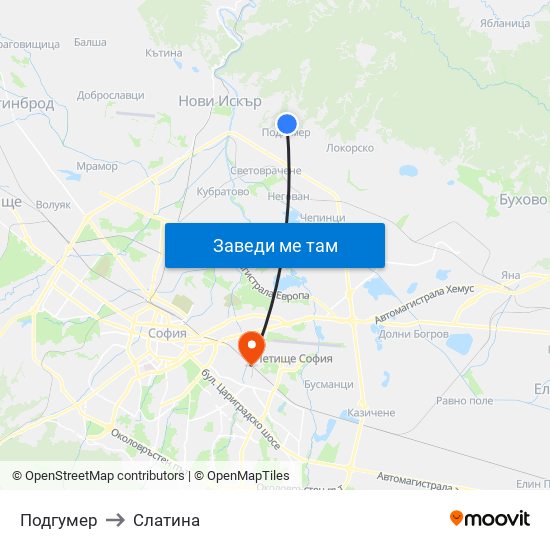 Подгумер to Слатина map