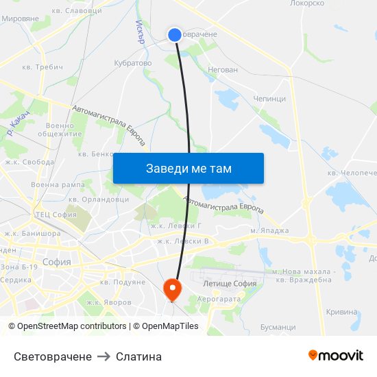 Световрачене to Слатина map