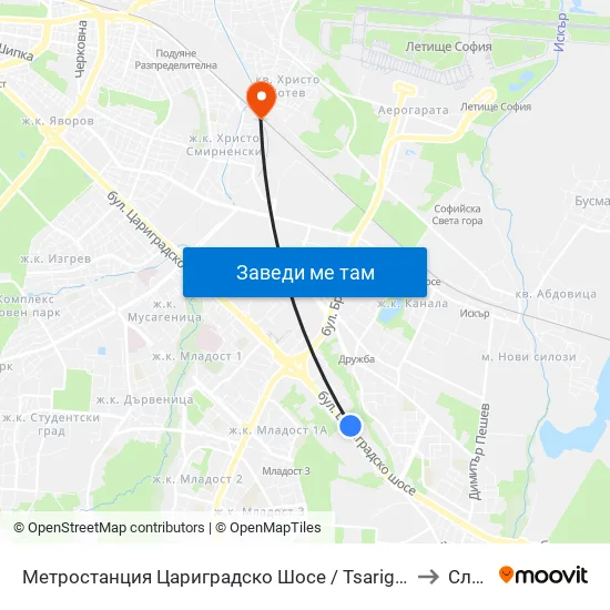 Ⓜ️ Метростанция Цариградско Шосе / Tsarigradsko Shosse Metro Station (1016) to Слатина map