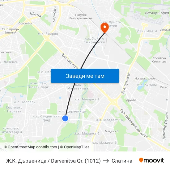 Ж.К. Дървеница / Darvenitsa Qr. (1012) to Слатина map