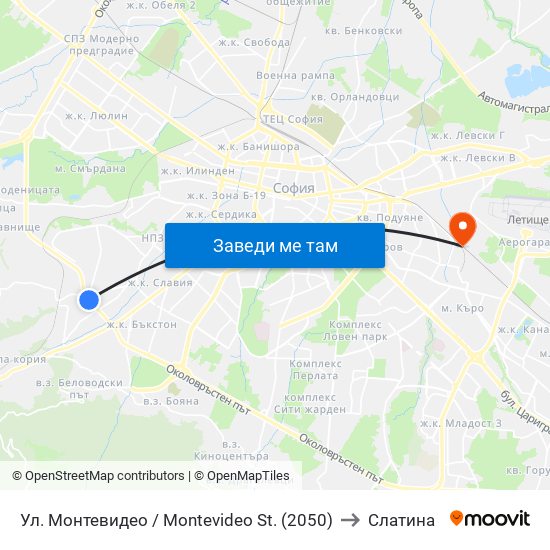 Ул. Монтевидео / Montevideo St. (2050) to Слатина map