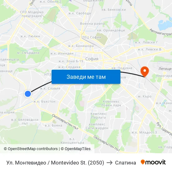 Ул. Монтевидео / Montevideo St. (2050) to Слатина map