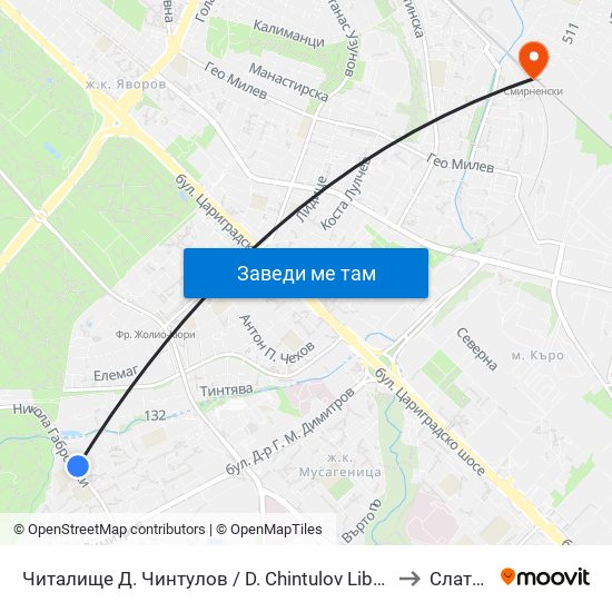 Читалище Д. Чинтулов / D. Chintulov Library (2366) to Слатина map