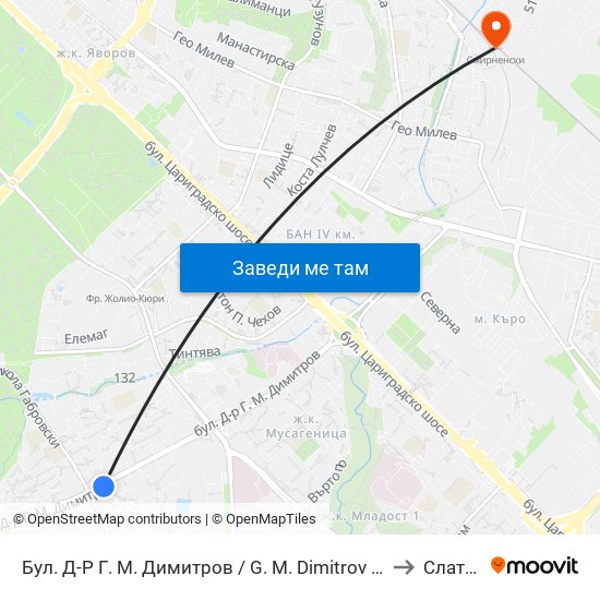 Бул. Д-Р Г. М. Димитров / G. M. Dimitrov Blvd. (0316) to Слатина map