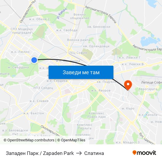 Западен Парк / Zapaden Park to Слатина map
