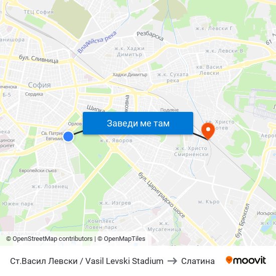 Ст.Васил Левски / Vasil Levski Stadium to Слатина map