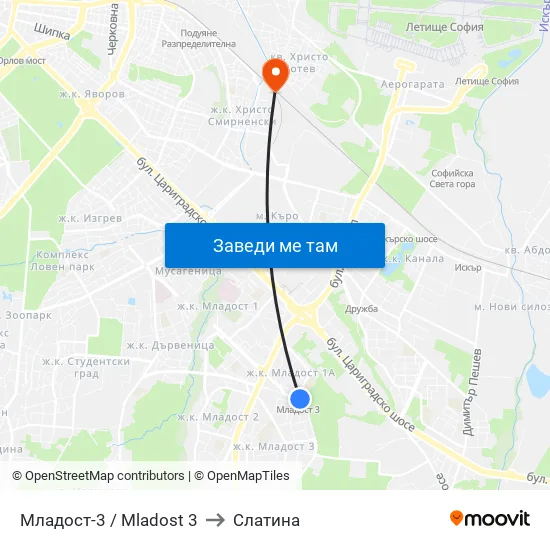 Младост 3 / Mladost 3 to Слатина map