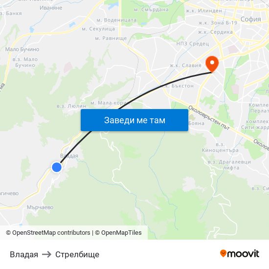 Владая to Стрелбище map