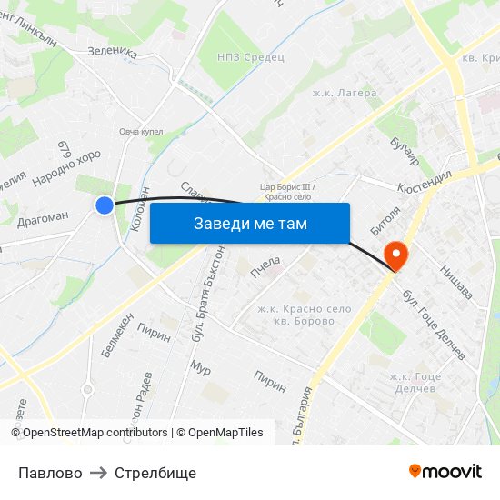 Павлово to Стрелбище map