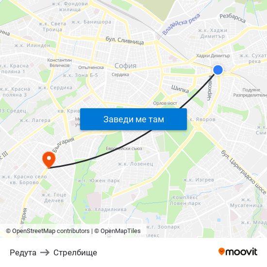 Редута to Стрелбище map