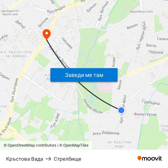 Кръстова Вада to Стрелбище map