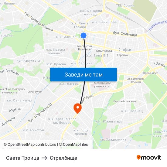 Света Троица to Стрелбище map