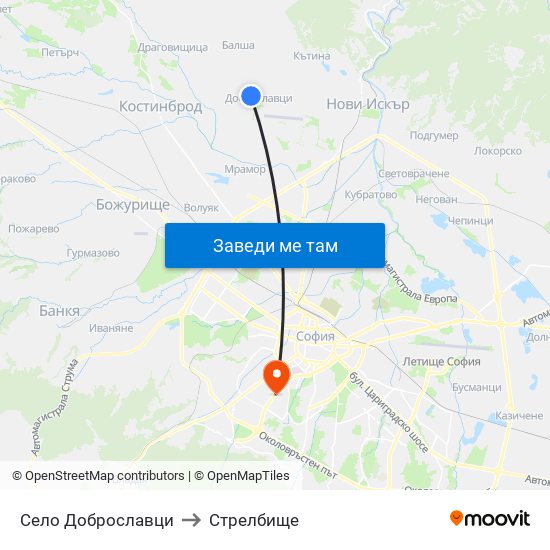 Село Доброславци to Стрелбище map