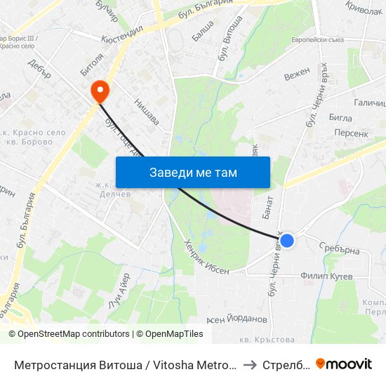 Метростанция Витоша / Vitosha Metro Station (0909) to Стрелбище map