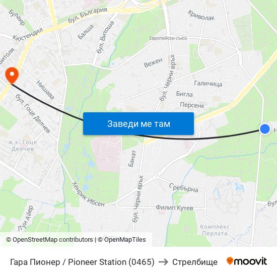 Гара Пионер / Pioneer Station (0465) to Стрелбище map