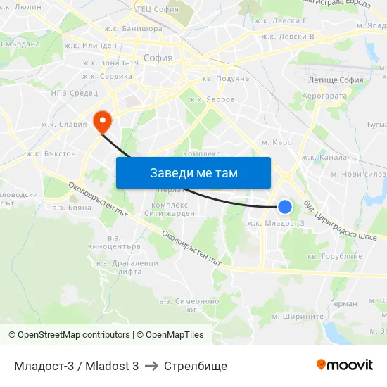 Младост 3 / Mladost 3 to Стрелбище map