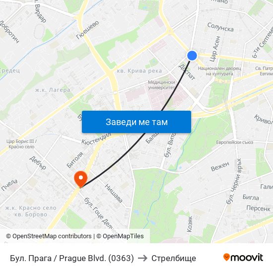 Бул. Прага / Prague Blvd. (0363) to Стрелбище map