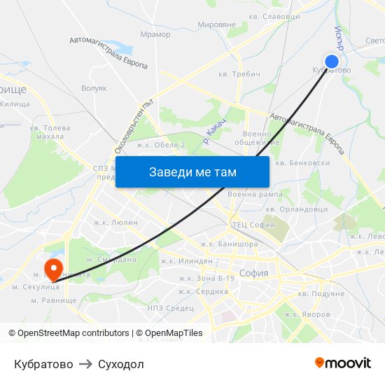 Кубратово to Суходол map