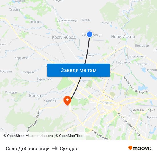 Село Доброславци to Суходол map